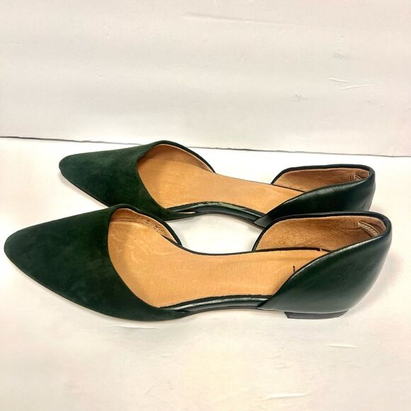 J jill forest green suede/leather flats Sz 8.5 - Picture 2 of 5